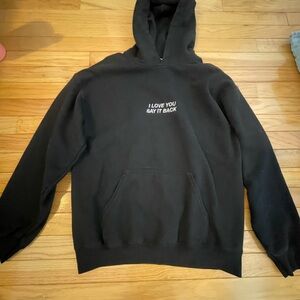 Lonely Ghost Black Hoodie with White Embroidery